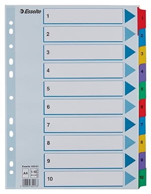 Esselte Mylar karton elválasztó A4 1-10