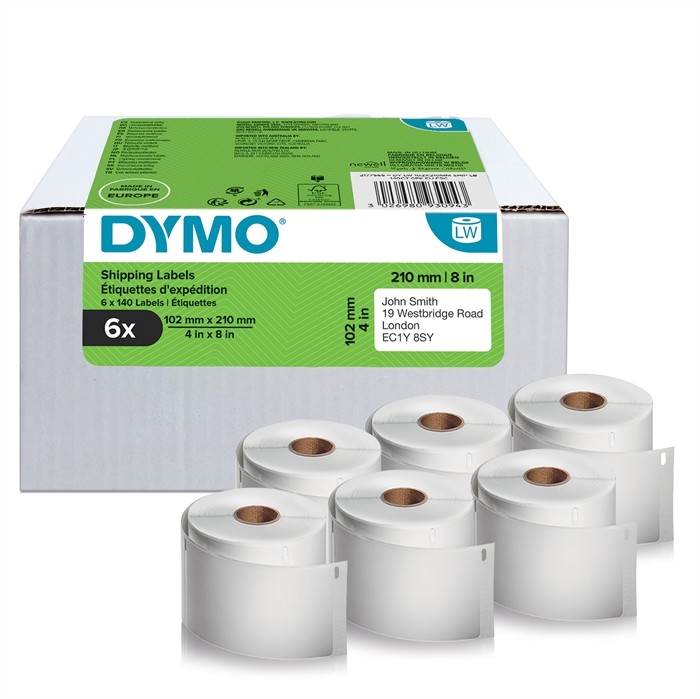 Dymo LabelWriter 102 mm x 210 mm DHL címkék 6 tekercs, 140 címke/tekercs.