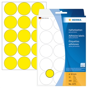 HERMA címke kézi ø32 sárga mm, 480 db.