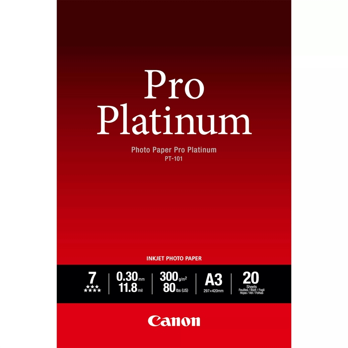 Canon Photo Paper Pro Platinum 300g/m² - A3, 20 lap