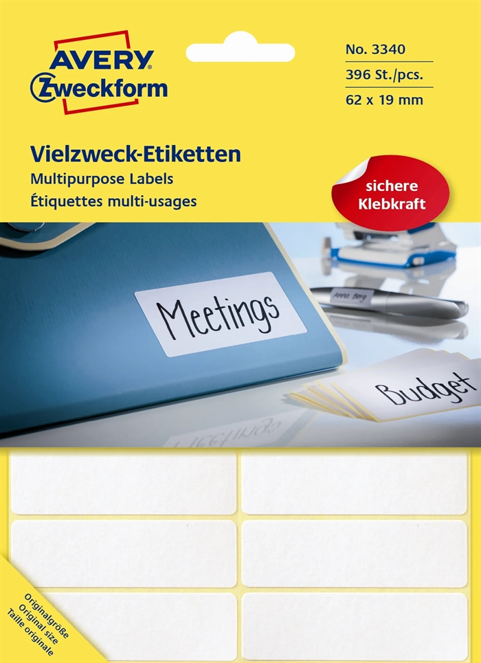 Avery kézi címke 62 x 19 mm, 392 db.