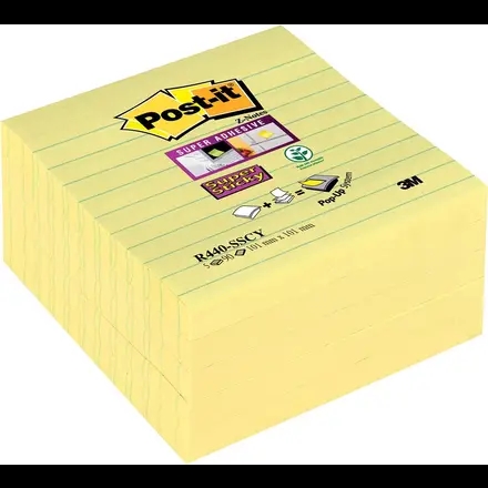 3M Post-it notes szuper tapadós Z-hajtogatású 101 x 101mm vonalas sárga