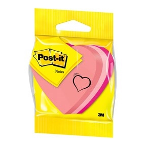 3M Post-it Jegyzetek 70 x 70 mm, \'\'szív\'\' neon