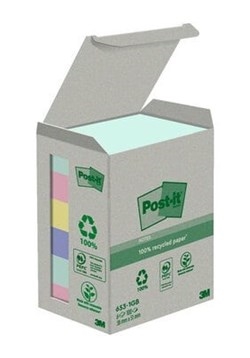 3M Post-it Jegyzetlapok 38 x 51 mm, újrahasznosított színes - 6 csomag