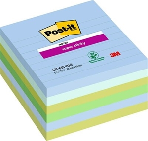 3M Post-it jegyzetlapok szuper tapadós, vonalas, Oasis - 6 csomag, 101 x 101 mm