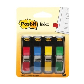 3M Post-it Indexjelző 11,9 x 43,1 mm, vegyes színek - 4 csomag