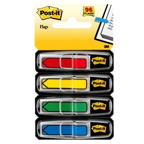 3M Post-it Index jelző, 11,9 x 43,1 mm, "nyíl" vegyes színek - 4 csomag