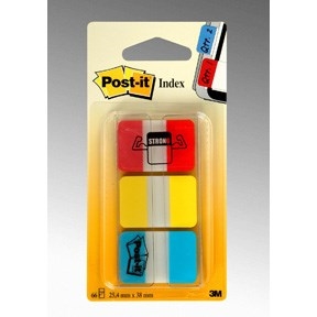 3M Post-it Indexfülek 25,4x38,1 Erős, vegyes színek - 3 csomag