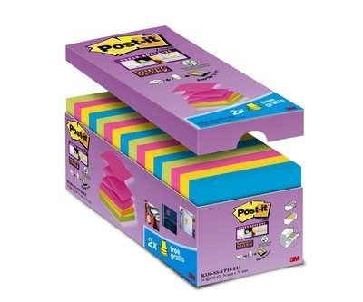 3M Post-it Z-Notes 76 x 76 mm, Szuper Tapadó V-csomag - 16 csomag