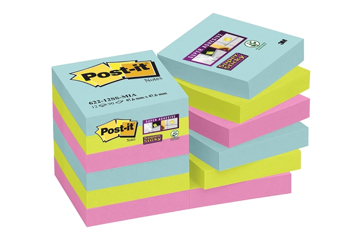 3M Post-it szuper tapadós jegyzettömb 47,6 x 47,6 mm Kozmikus - 12 csomag