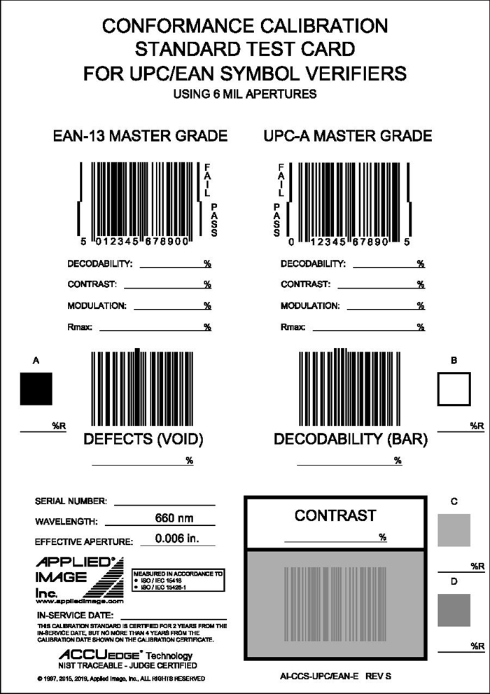 Kalibrációs kártya EAN/UPC (AI)