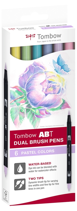 Tombow Marker ABT Dual Brush 6C-2 pasztell karton (6)