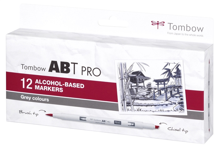 Tombow Marker alkoholos ABT PRO Dual Brush 12P-3 Szürke (12)