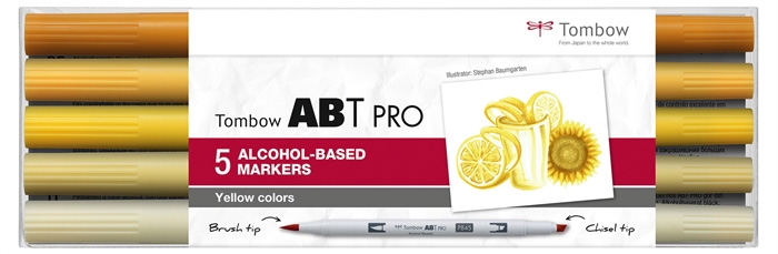 Tombow Marker alkoholos ABT PRO Dual Brush 5P-5 Sárga színek (5)