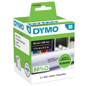 Dymo címkék címzéshez 36 x 89 mm állandó fehér (2 x 260 db).