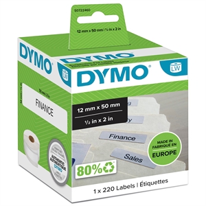 Dymo Címke függőmappákhoz 12 x 50 állandó fehér mm, 220 db.