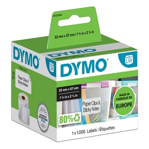 Dymo címke Multi 32 x 57 mm, fehér, levehető, 1000 db.