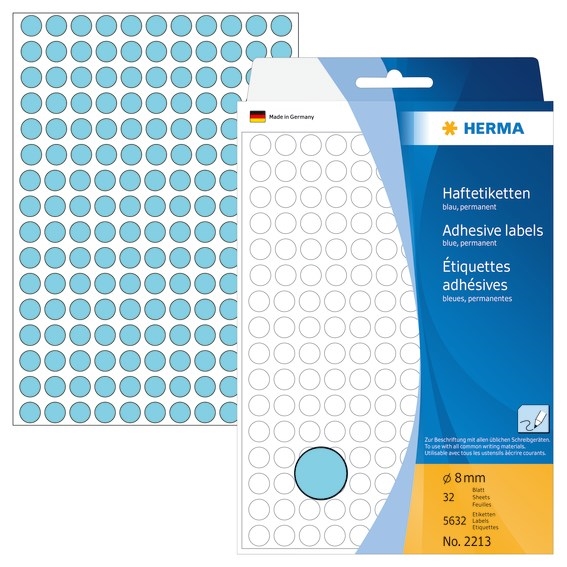 HERMA etikett kézi ø8 kék mm, 5632 db.