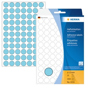 HERMA címke kézi ø13 mm kék, 2464 db.