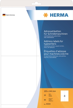 HERMA címke t/írógéphez, 105 x 144 mm, 80 db.