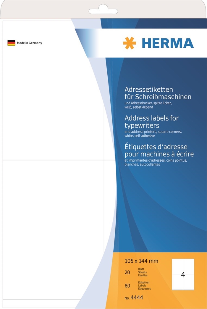 HERMA címke t/írógéphez, 105 x 144 mm, 80 db.