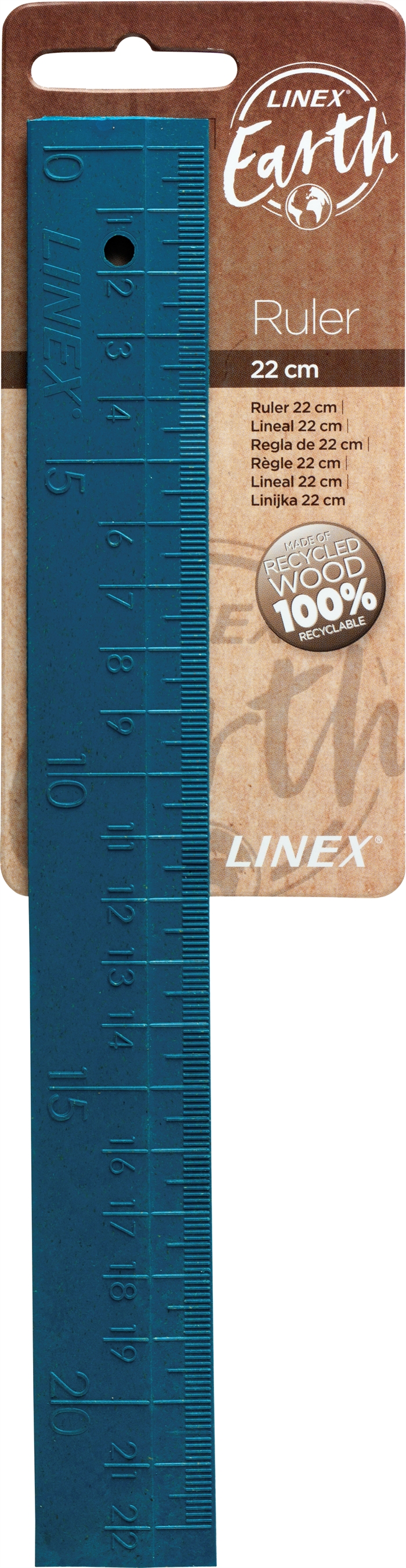 Linex föld lineális kék 22 cm