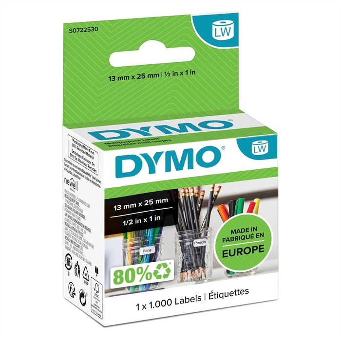 Dymo Címke Multi 25 x 13 dupla eltávolítható fehér (100 db)