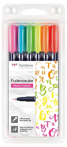 Tombow Marker Fudenosuke kemény neon készlet (6)